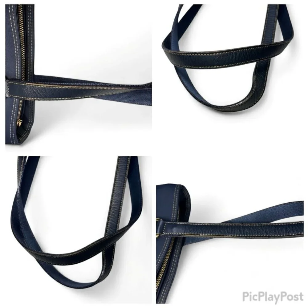 Valentino Garavani Sport Nylon and Leather Tote Bag Navy Blue